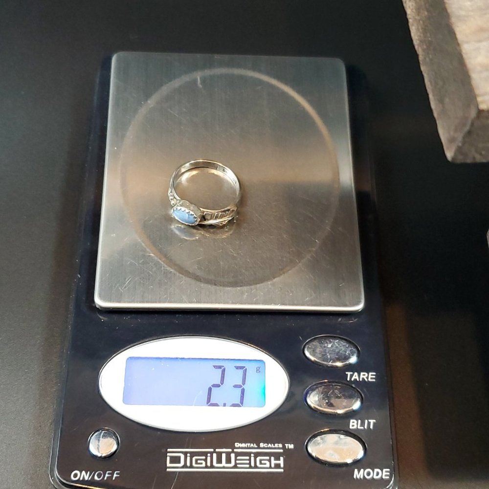 Size 5.75 Sterling Silver Native Style Blue Aventurine Stone Ring - Picture 7 of 7